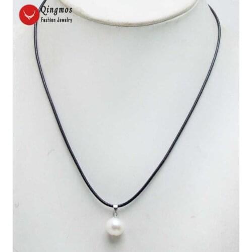 Qingmos 10-11mm Potato White Natural Freshwater Pearl Pendant Chokers Necklace for Women & Free 17-18" cord Fine Jewelry-nec6354