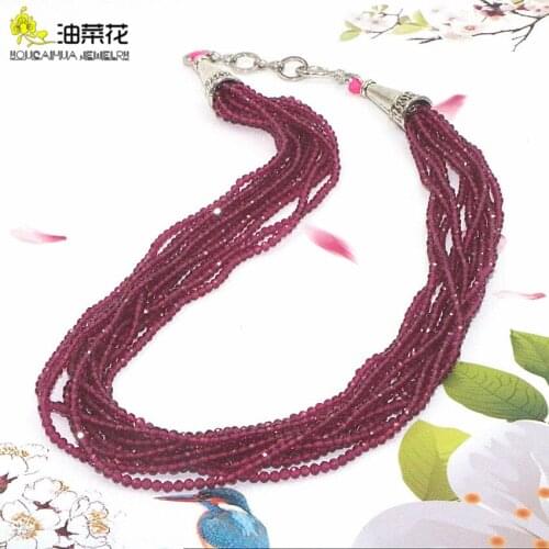 Fashion Charm 10 Circle Necklace 2mm Crystals Gems Facet Beads Woman Girl Wedding Gift Christmas Gift Handmade Design 18inch