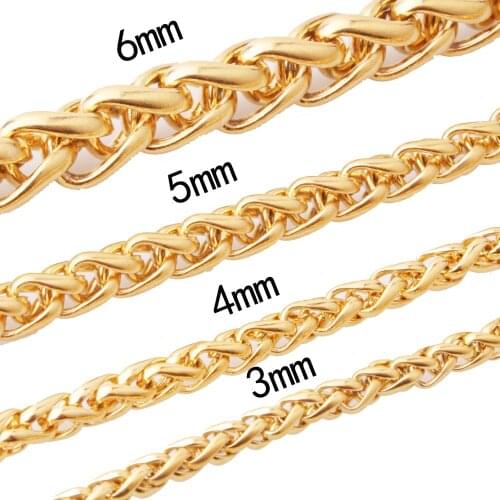 3/4/5/6/7mm Handmade Gift Gold Stainless Steel Wheat Braided Chain Mens Womens Necklace Or Bracelet Unisexs Jewelry 7-40" Hot