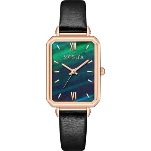 2021Spring New Retro Square Women Watch Emerald Green Fashion Temperament Ladies Leather Strap Wristatch Hot Relogio Masculino