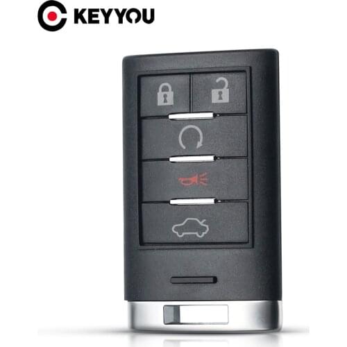 KEYYOU Smart Remote Key Shell For Cadillac CTS XTS DTS SRX 2013-2014 ATS Escalade GMC Replacement 5 Buttons