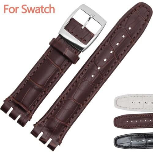Luxury Leather Watch Band17mm 19mm for Swatch Watch Waterproof Genuine Leather Watch Strap Band for Swatch High Quility Straps