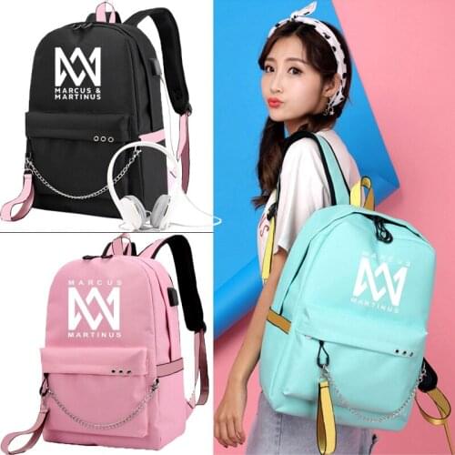 IMIDO Marcus Martinus Backpacks for Students Candy Color Shoulders Backpack with Usb Cable Teen Girls Travel Bags New Casual Bag