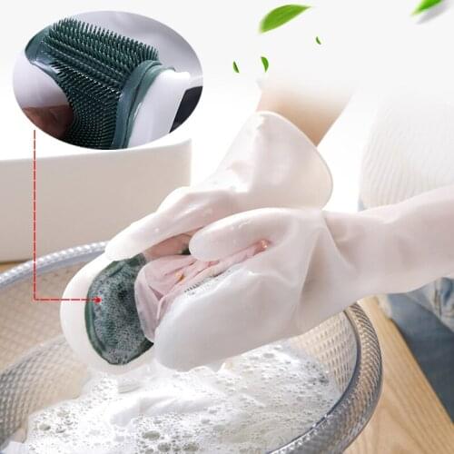 Silicone Anti-Scald Gloves Rubber Gloves Kitchen Accessories Waterproof Pink Gloves Cleaning Supplies Household Cleaning Tools