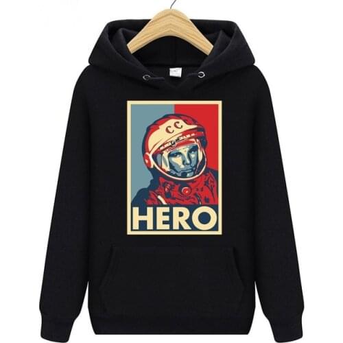 Soviet Cosmonaut Mens Sweatshirts Russian CCCP HERO Yuri Gagarin Sportwear Autumn Woman Hoodie Pullover