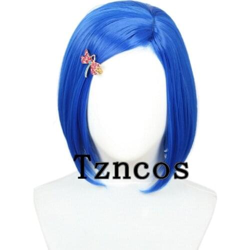 Tzncos Light Blue Short Wig with Hairpin Heat Resistant Synthetic Hair