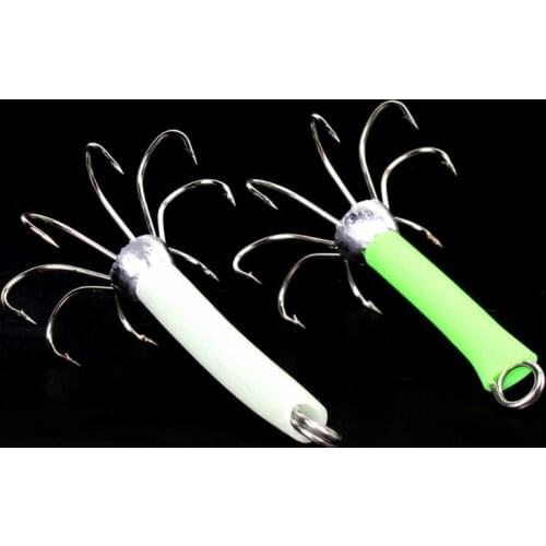 Luminous Squid Octopus Fishing Hooks Stainless Steel Fishhook Freshwater Lures U7EF