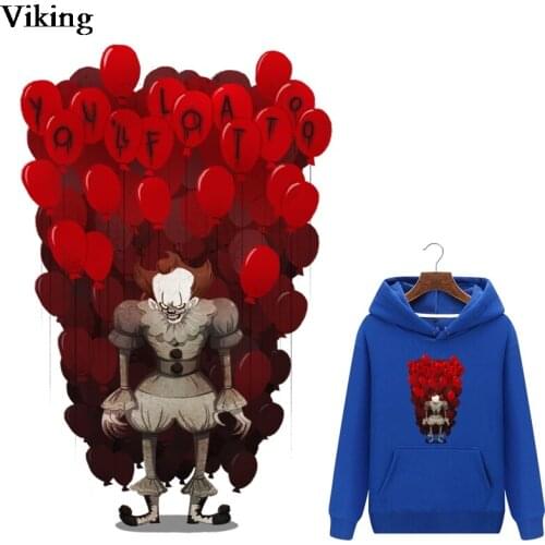 Thriller Horror Ghost Heat Transfer Patch Clown Print Thermal Patch Stickers Iron-on Patch Jacket Bag Heat Transfer G0598