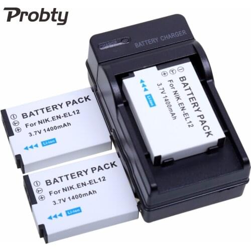 PROBTY 3pcs EN-EL12 EN EL12 ENEL12 Battery + Charger Rechargeable Camera Battery For Nikon S8200 S9100 S9200 S9300 P300 P310