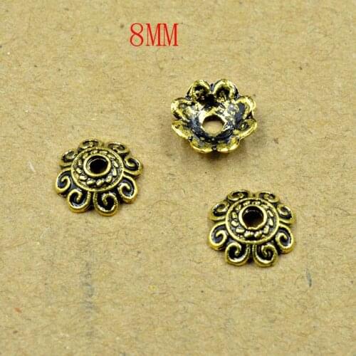20PCS 8mm Antique silver color Oval Petal Beads Cups Plated Flower Bead Caps for Jewelry Making Handcraft Work Accessories