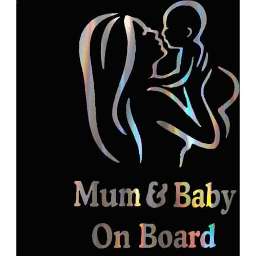 1pc Kawaii Safety Warining Sticker Mum and Baby on Board Creative Figure Window Decal Car-styling Reflective Waterproof Paster