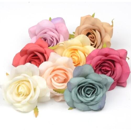 100pcs/lot 6cm Artificial Silk Rose Flower Heads For Home Wedding Decoration DIY Scrapbooking Bouquet Accessories Fake Flowe
