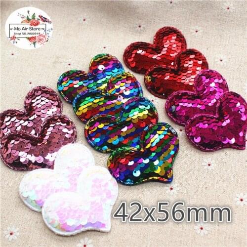 6CM Non-woven paillette heart patches glitter Felt Appliques for clothes Sewing Supplies DIY craft ornament