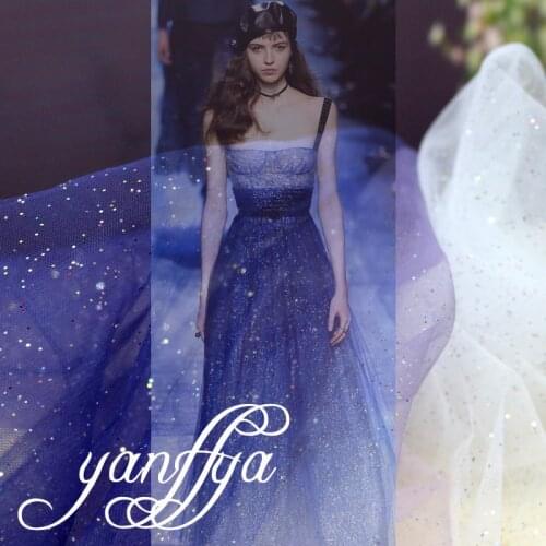 150cm*100cm Shiny Starry Sky Mesh Fabric Gradient Color Blue Purple Black Fabric For Dress Fabric For Sewing