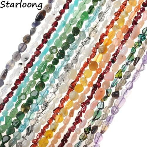 3-8MM Irregular Freeform Chip Gravel Natural Stone Beads Amethysts Pink Quartzs Lapis Lazuli Strand Beads For DIY Jewelry Makin