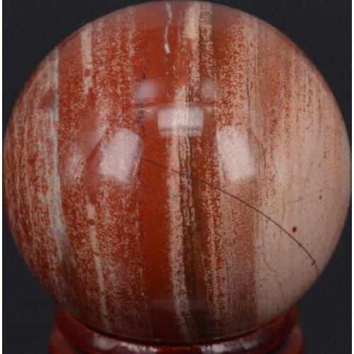 40MM(1.6") Natural Gemstone Red Flower Jasper Sphere Crystal Ball Healing Reiki Crafts Stone Massage Finger Exercise