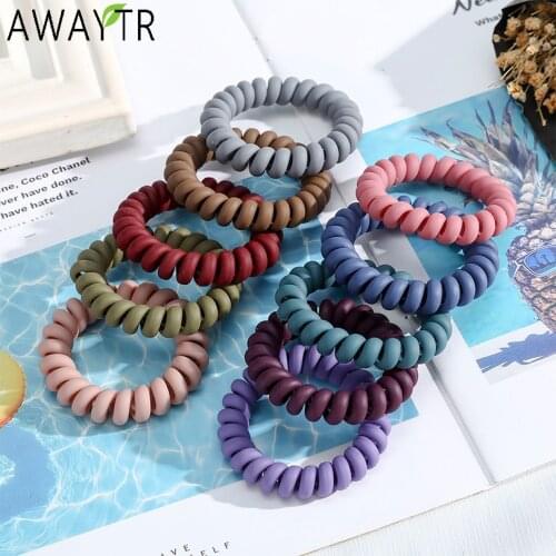 5-10Pcs Scrub Elastic Rubber Bands Telephone Wire Hair Ties Ponytail Holder Gum Women Girls Spiral Scrunchies Hair Accessories