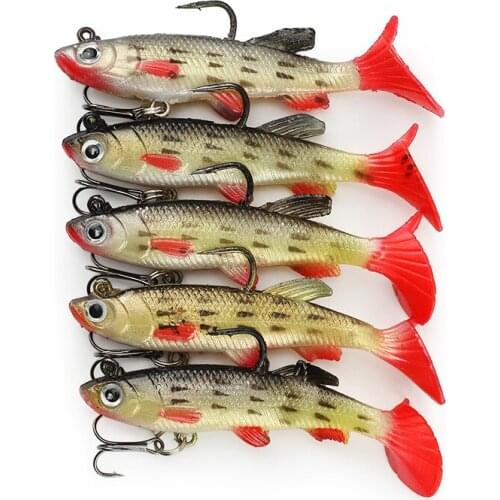 5PCS/Lot Lifelike Red Soft Fishing Lure 3D Eye Bait Wobblers Artificial Fishing Lures