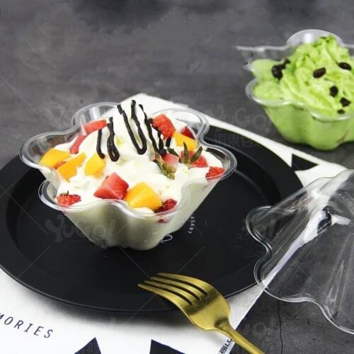 50pcs 300ml ice cream bowl Dessert cup Disposable Plastic Tableware cake Pudding Mousses Yougurt Jelly Container