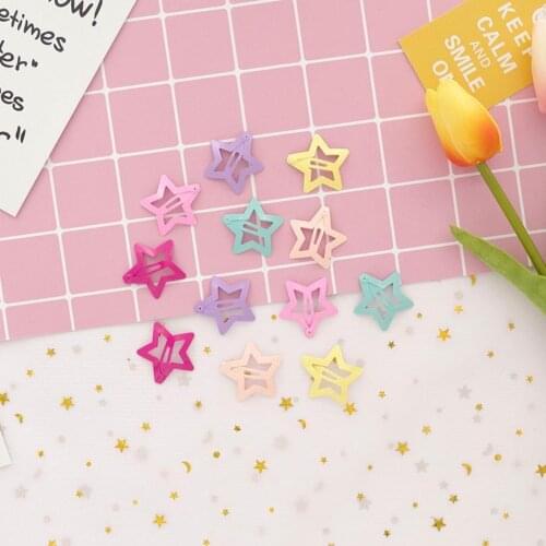 500sets 2pcs/set and 6pcs/set 32mm Star Shape Metal Children Snap Hair Clips Barrettes Girls Cute Hair Bobby Pins
