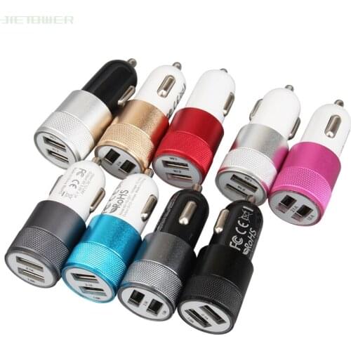 Mini Dual USB Car Fast Charger Cigarette Lighter For Xiaomi Huawei 5V 3.1A Auto Vehicle Metal Charger Car Accessories 300pcs/lot