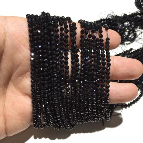 Natural Black Spinel Beads Healing Energy Gemstone Small Size Faceted Loose Beads Jewelry Making Bracelet Necklace 2mm 3mm 4mm