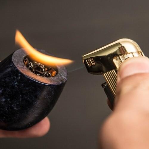 Honest 2 In 1 Pipe Lighter Gas Oblique Flame Metal Open Flame Gas Lighter Pipe Cigar Mens Gift