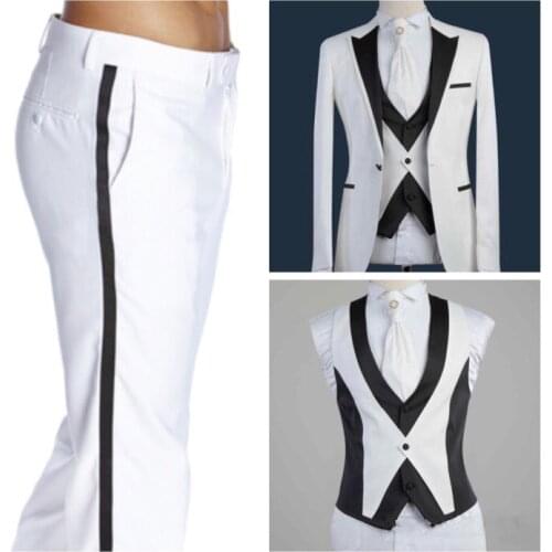 Classic slim Groomsmen Peak Lapel Groom Tuxedos Men Suits Wedding/Prom Best Man Blazer ( Jacket+Pants+Tie+Vest) A220