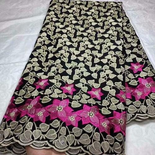 Pure Cotton Lace Fabric High Quality African Swiss Voile Lace With Stones Embroidery African Lace Fabric For Sew Clothes