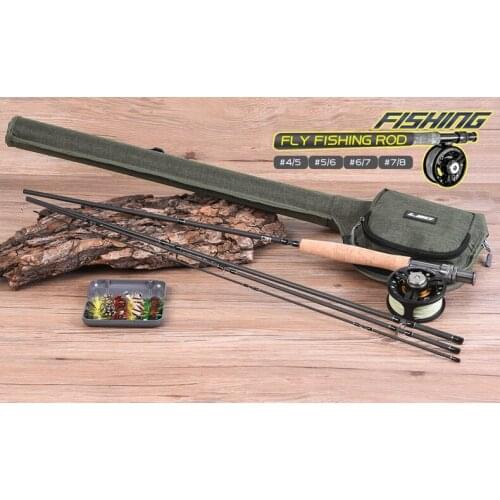 Fly Rod 9ft 4 Sections Fly Fishing Rod 2.7m FUJI Ring Carbon Fiber Rod Medium Fast Action Freshwater Fishing Pole