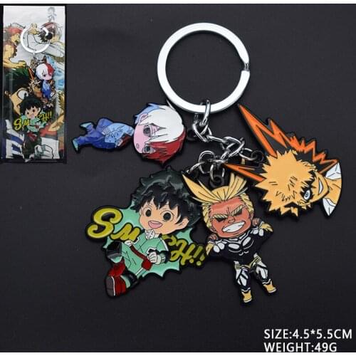 Cartoon My Hero Academia Midoriya Izuku All·Might 4 Figures Metal Pendant Key Chain Key Ring Accessories