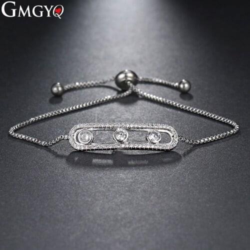GMGYQ Fashion Design Adjustable Bracelet Clear White Circle Stone Wedding Bacelet Fine Accessories Graduation gifts for girls