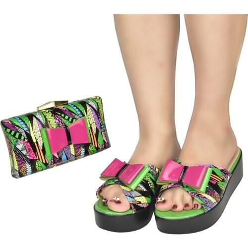 New Arrival Ladies Shoes Summer Slippers Good Quality Italian Shoes with Matching Bag for Evening Party Ladies Sexy High Heels