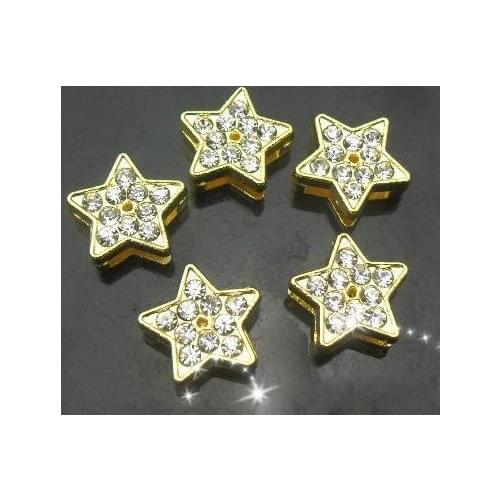 Wholesale 8mm gold color star slide charm 100pcs/lot DIY accessories fit for key chains phone strips