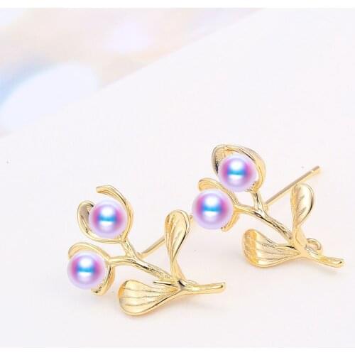 Wholesale Gold Plated Stud Earrings Mountings Findings Jewelry Settings Parts for Pearls Beads Stones, 10pairs/lot