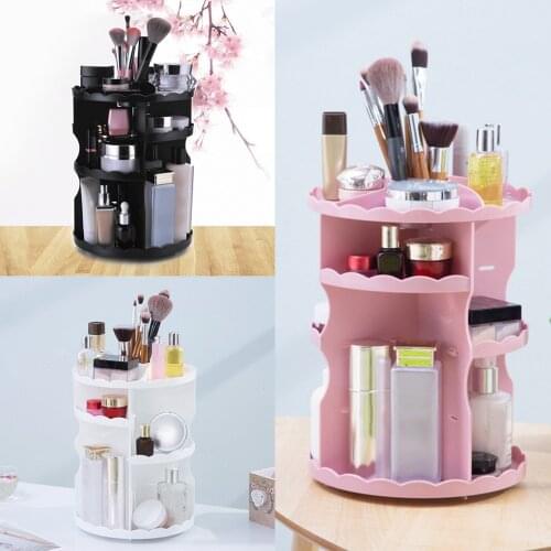 Makeup Organizer 360 Degree Rotation Adjustable Cosmetics Organizer DIY Cosmetic Storage Holder Brushes Shelf Black/White /Pink