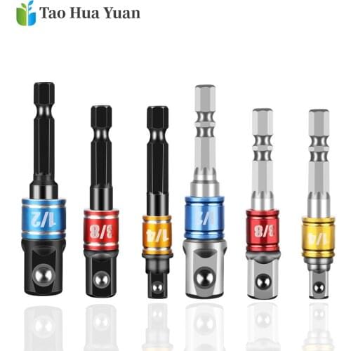 3PCS Drill Socket Adapter Converter For Impact Driver With Hex Shank To Square Socket Drill Bits Bar Extension Set 1/2 3/8 1/4 A