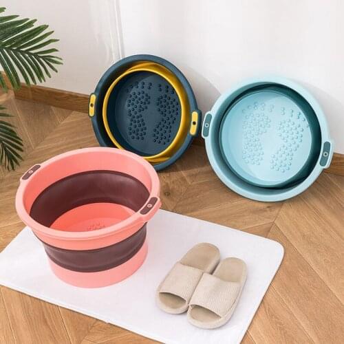 Plastic Foldable Bucket Foot Bath Bucket Bathroom Foot Wash Basin Laundry Buckets Portable Folding Foot Bath Barrel