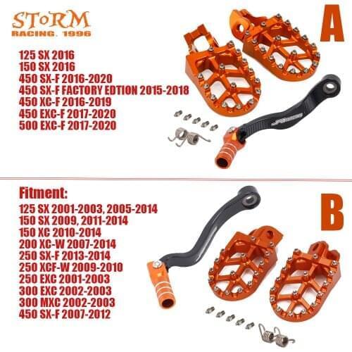 Motorcycle CNC Foot Pegs FootRest Rests Pedals Shifter Lever For KTM SX SXF XC XCW EXC 85 125 150 250 350 450 500 Dirt Bike