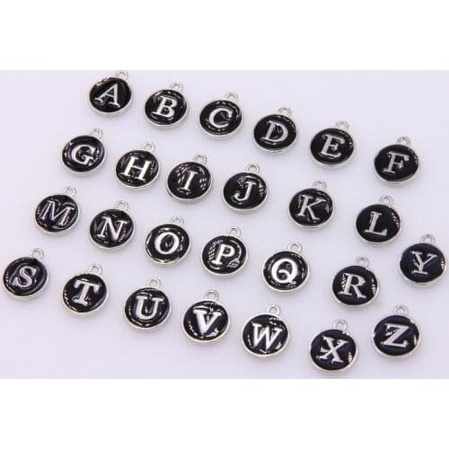 26 Pieces/Set 15*12MM Dripping oil Metal Alloy Alphabet English Letters Charms Pendants Diy Jewelry Accessories