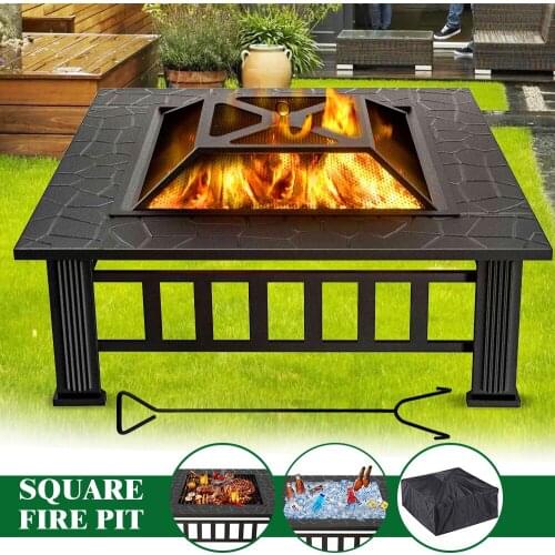 Portable Family Outdoor Fire Pit Fo Tan/Wood Burning Wth Mesh Iron Frame 3 in 1 for Backyard Camping Picnic Outdoor Heaters