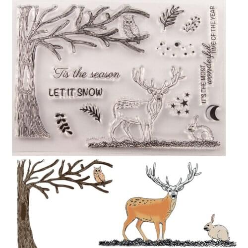 KLJUYP Christmas Deer Transparent Clear Silicone Stamp Cutting Dies Set for DIY scrapbooking/photo album Decorative