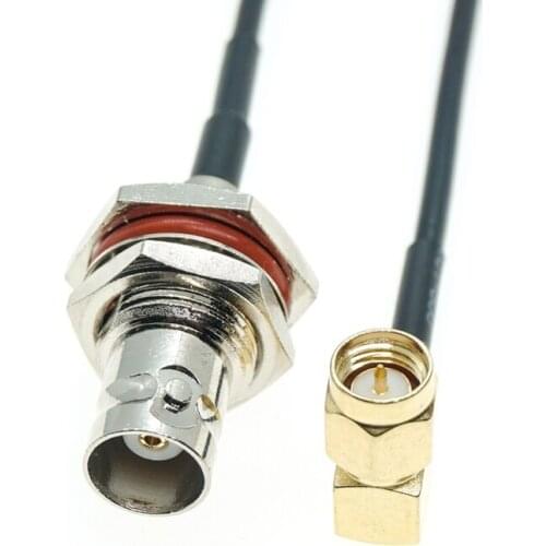BNC Female Nut Bulkhead Jack To BNC Male Right Angle Connector Pigtail RF Coaxial Rg174 Jumper Cable
