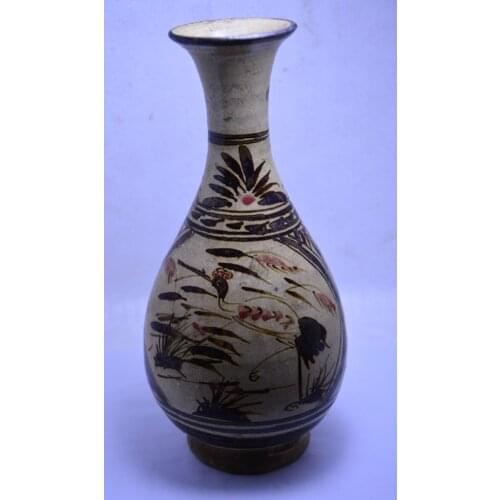 Rare Old Chinese SongDynasty porcelain vase,Crane & Lotus,Free shipping
