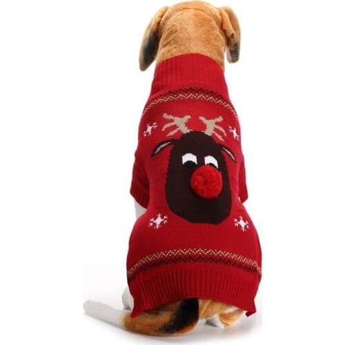 Pet Cat Christmas Party Costume for Winter Warm Dog Sweater Cartoon Deer Dog Coat Jacket Dog Clothes for Small Medium Lager Dogs