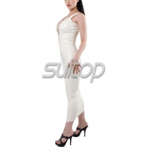 Sexy latex tight catsuit latex ankle-length evening dress
