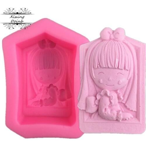 Girl shaped silica gel cake mold party fudge cake decoration tool sugar turning chocolate Fillmore clay candy plaster mold
