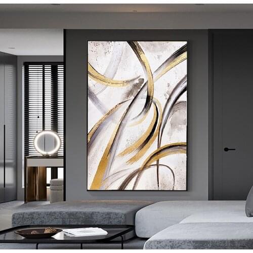 Modern Wall Art Golden Oil Painting Handmade Abstract Thick Texture Oil On Canvas Painting Large Salon Home Decoration Picutres