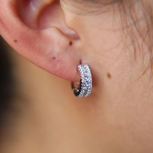 Sparkling JEWELS Lead&Nickel Free mini Small Circle Earrings Paved Shiny CZ Punk Rock circle Earrings for Women or Men delicate