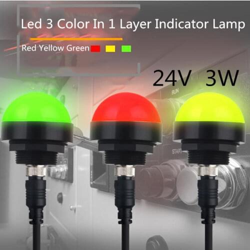 Led 3 Color In 1 Layer Indicator Lamp 24V Warning Light Workshop Machine Signal Caution Safety Lamp